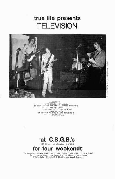 poster: Television (w/ R. Hell) at CBGB's 1975